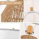 VILUXY Woven Rattan Table Lamps 2 Packs Plug-in Boho White Fabric Shade Bedside Light Farmhouse Nightstand Lamp for End Table Living Room Bedroom Entryway