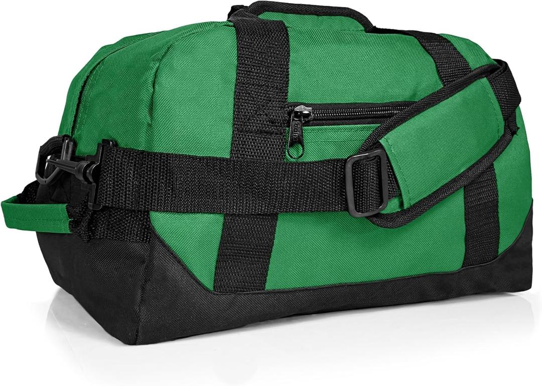 DALIX 14" Small Duffle Bag Two Toned Gym Travel Bag (Dark Green)