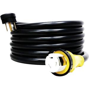 MARVINE Cable 25FT 50 Amp RV Extension Cord Male 14-50P to SS2-50R Locking Female as Marine 50 Amp Cord Heavy Duty STW 6/3+8/1 with LED Power Indicator