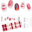 2 x Lavinda Semi Cured Gel Nail Strips - 20 Pcs Christmas Gel Nail Stickers with Santa, Xmas Tree, Candy Cane, Stars & Bow tie, Long-Lasting, Easy to Apply for Holiday Home Nails DIY | Candy Star Wishes