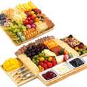 Large Charcuterie Board Set with Knife Set, 12.6" 11.2" Square Fruit Tray, Bamboo Cheese Platter (Double-Drawer), Great for Group Gatherings, House Warming Gifts New Home, Birthday Gifts for Women