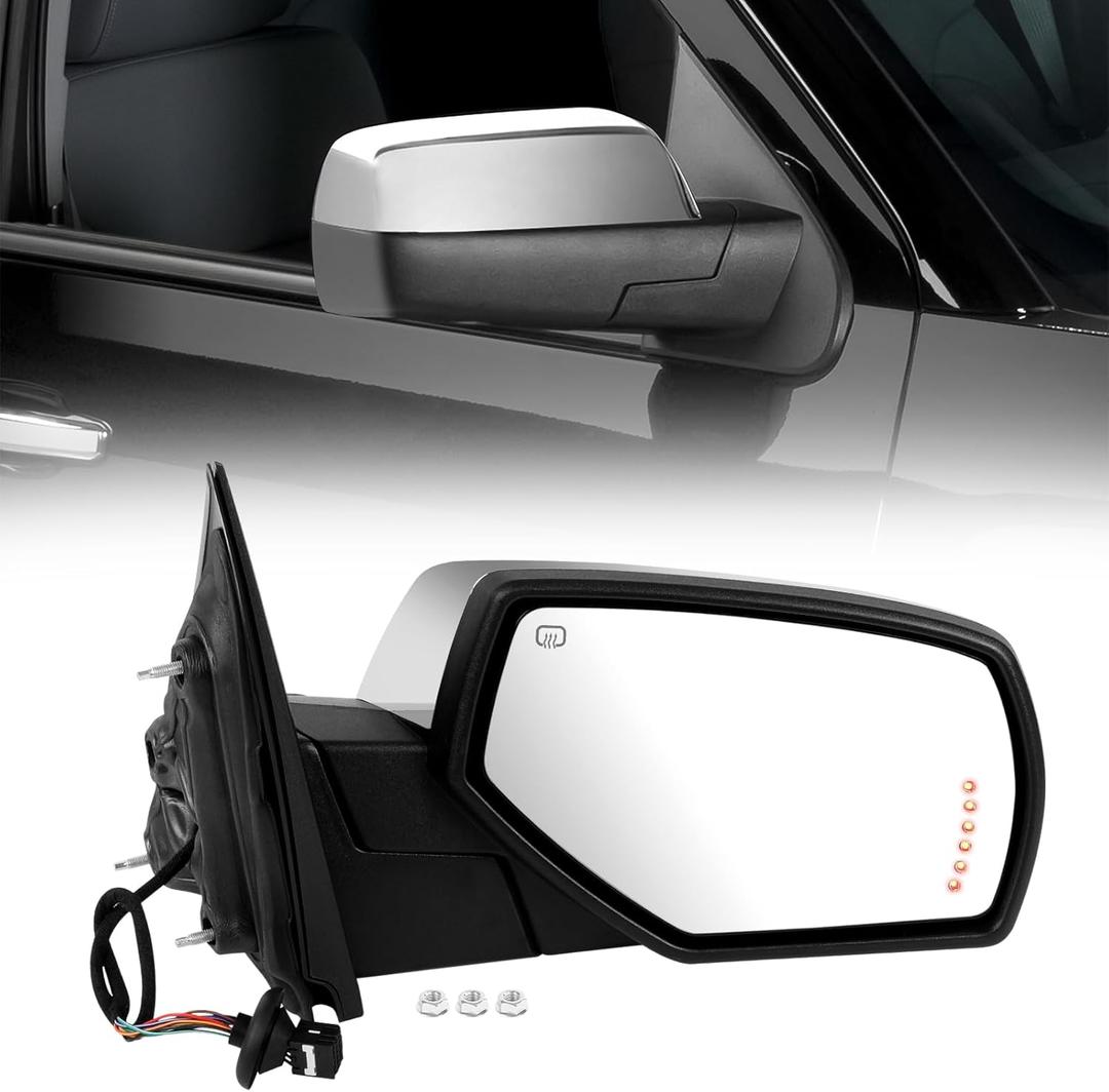 Side View Mirror Compatible with Chevy Silverado/GMC Sierra 1500 2014-2018, 10 Pins Passenger Side Mirrors for 2015-2019 Silverado/Sierra 2500HD 3500HD with Puddle & Signal Light, Heated Power Glass, Right Passenger Side