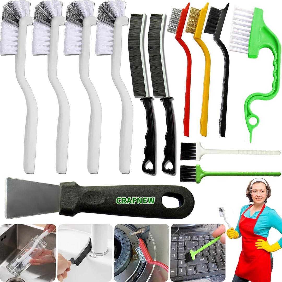 13Pcs Small Cleaning Brush Set, Hard Bristle Crevice Cleaning Brush, Long Handle Household Cleaning Tool Suitable for Cups, Bottles, Teapots, Corners, Sinks, Faucets, Toilets