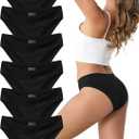 WAYIQE Women's Seamless Underwear Bikini No Show Panties Stretch Hipsters Black, Size Small, 6 Pack