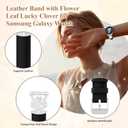 Leather Band for Samsung Galaxy Watch 7/6/5/4/ FE Band 40mm 44mm Women, Bling Leaf Clover Slim Watch Band Replacement Strap for Galaxy Watch 4/6 Classic/5 Pro/Active 2
