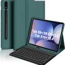 GOKOCO for Samsung Galaxy Tab S10+/S9 +/S9 FE+ 12.4 inch Keyboard Case with S Pen Holder,S10 Plus/S9 Plus/S9 FE Plus Detachable Wireless Bluetooth Keyboard with Auto Sleep/Weak-Pine Green