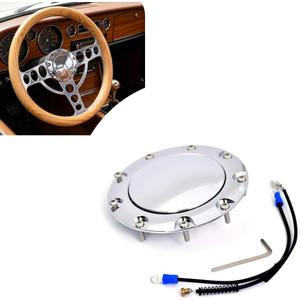 Aluminum Horn Button for 9-bolt Steering Wheels, High Polish Finish 9-Bolt Horn Button, for Most 9-Hole Flat Horn Buttons on the Market Steering Wheel Accessories