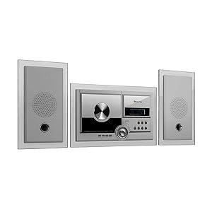 Auna Stereosonic Microsystem o Stereo System o Micro System o 2 x 10 Watts RMS Stereo Speakers o Front-Loading CD Player o FM Tuner o Bluetooth o USB Port o Incl. Remote Control o Dark White