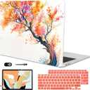Compatible with MacBook Air 13 inch Case M1 A2337 A2179 A1932 2021 2020 2019 2018 Release with Retina Display & Touch ID, Crystal Pattern Plastic Hard Shell Case Cover, Phoenix Tree Flowers