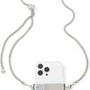 Portable Crossbody Phone Lanyard - Adjustable Metal Chain Case (Cell Phone Clips and Chainssilver White Colorx03)