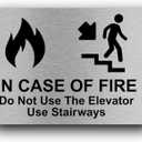 Fire Safety Sign - "In Case Of Fire Do Not Use The Elevator Use Stairways" - Aluminium, UV Printed, Self-Adhesive, Interior/Exterior Use, Fire Exit Direction (Large)
