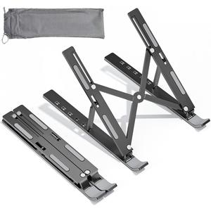 Portable Aluminum Alloy Laptop Stand, 7-Level Adjustable, Foldable, Ergonomic, Suitable for Laptops up to 18 Inches, Grey Metal
