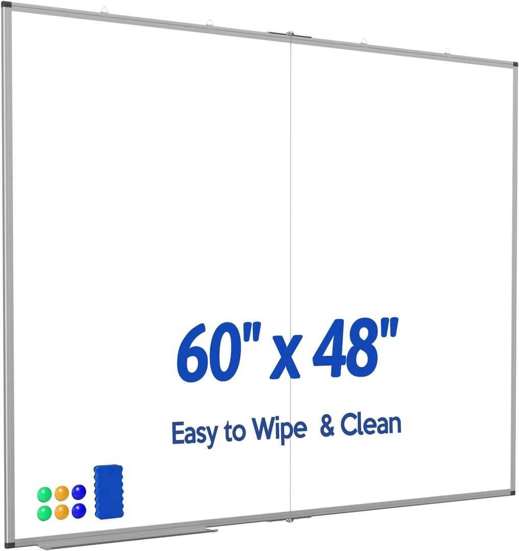 60x48 Extra Large Whiteboard for Wall, Magnetic Dry Erase Board for Office | Extra-Large Magnetic Surface, Easy Writing and Erasing, Aluminum Frame, ABS Corners and Marker Tray for Office and Classroom