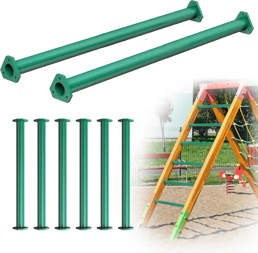 6 Packs Steel Monkey Bars for Kids, 21.5 Inch Backyard Climbing Play Set Accessories,Green DIY Monkey Bar kit with Screws for Backyard Swing Set Playground Equipment