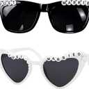 Bride and Groom Sunglasses, 2 Pack White and Black Groom Sunglasses, Wedding Party Accessories for Couples, Fun Photo Props for Bachelorette and Bachelor Parties