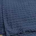 100% Cotton Blankets for Bed - Waffle Weave Blankets for Summer, Lightweight and Breathable Soft Woven Blanket for Spring (Navy, Queen (90" x 90"))