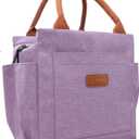 Joymee Lunch Bag Women Insulated Lunch Box Reusable Leakproof Large Spacious Cooler Tote for Women Men Adult with Bottle Holder and Side Pockets for Work Office Travel Picnic - Purple