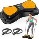 OWLSKY Balance Board with Resistance Bands, Portable Rock Stepper Featuring LCD Monitor, 330 lbs Capacity Ski Machine for Full Body Workout (Orange)