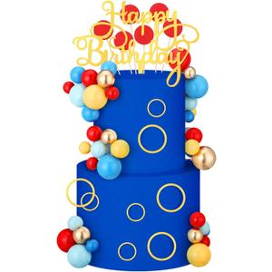 Colingmill 65 Pcs Cartoon Cake Topper Decoration Happy Birthday Cake Topper Red Blue Yellow Green Cartoon Themed Cupcake Decor for Baby Shower Anniversary Video Game Birthday Party Supplies