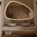 Niccy Irregular LED Bathroom Mirror, 30"x48" Asymmetrical Backlit Vanity Wall Mirrors, Light up Mirrors for Bedroom, Living Room, Modern Smart-Mirror with Anti-Fog, Dimmable, Memory Function