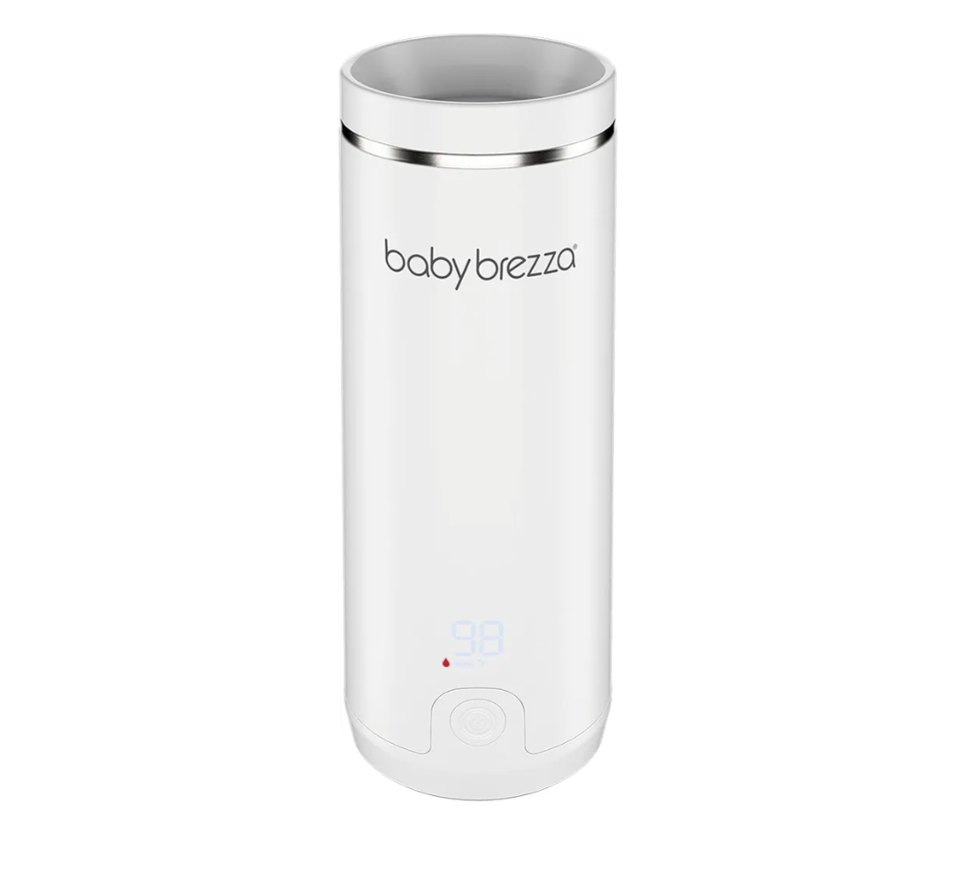 Baby Brezza Portable Warmer – 3X Faster Baby Bottle Warming - Travel Breastmilk and Formula Warmer - Safe, Even Heating - Up to 9oz - No Adapters, White