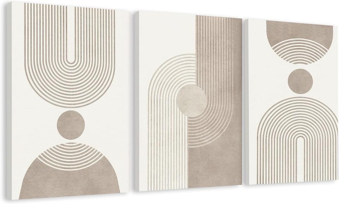 EJPFOGV Triptych Abstract Geometric Wrapped Canvas Wall Art 16x24 inches x3