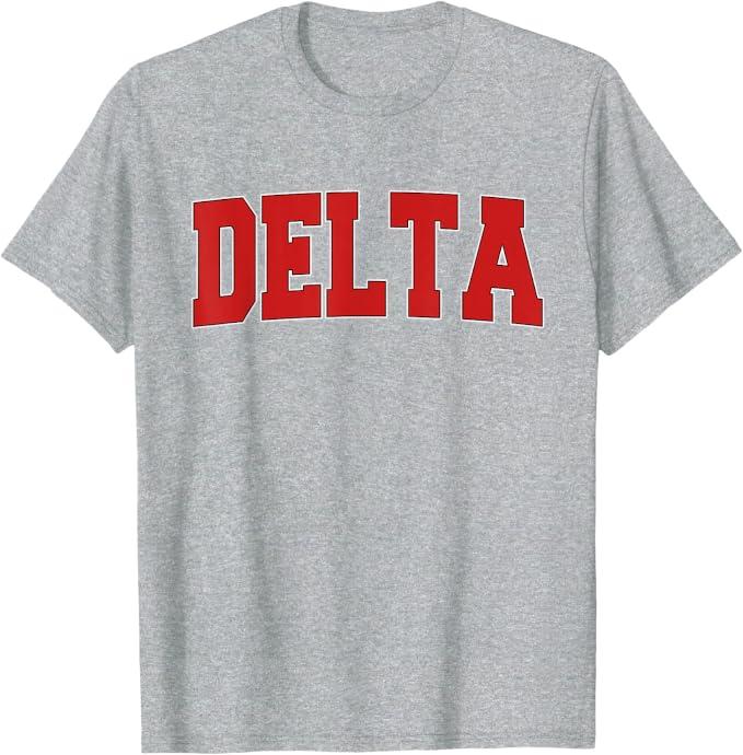 Delta Canada Varsity Style Vintage Retro Canadian Sports T-Shirt (Gray), 2XL