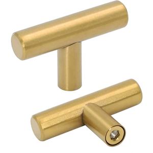 goldenwarm 30Pack Brushed Brass Single Bar Cabinet Cupboard Drawer Door Handle Pull Knob for Furniture Kitchen Hardware Overall Length 2in