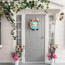 3 x Easter Door Decorations Happy Easter Bunny Tail Wooden Door Hanger Bunny Hanging Door Wall Welcome Truck Spring Holiday Door Decor Sign for Home Indoor Outdoor Easter Decor Supplies