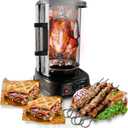 NutriChef Countertop Vertical Rotating Oven - Rotisserie Shawarma Machine, Kebob Machine, Stain & Heat Resistant Door & Energy Efficient, Includes Kebob Rack with 7 Skewers (PKRTVG34)