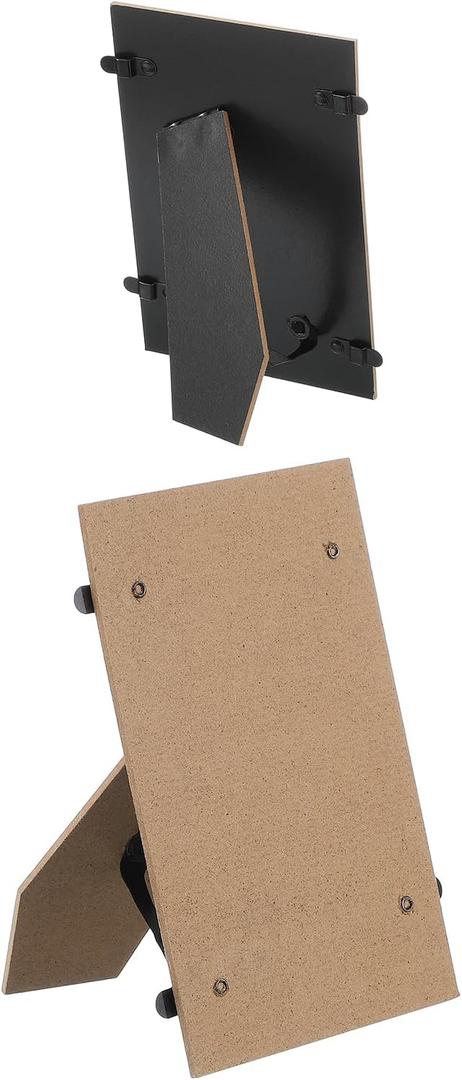 Easel Back, Picture Frame Back Stand, Replacement Picture Frame Board with Metal Hinges Strap - Fitting for (6" DIY Photo Board - Art - Tile - Wall) 2 Pcs & Black
