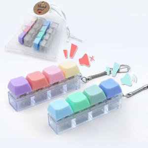 2Pcs Silent & Clicky Keyboard Fidget Toys for Anxiety Relief - Tactile Keyboard Clicker Fidgets for Adults & Teens, Clicky Switch Sensory Fidget Keychain, Portable Stress Reliever Gift for Office/ADHD