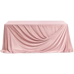 Ling's moment Dusty Rose Wedding Table Cloths in Velvet-Like Fabric, 9ft x 11ft, Fits 4ft/6ft Rectangular/Round Sweetheart&Head Table for Wedding Reception, Bridal Shower, Birthday Decoration