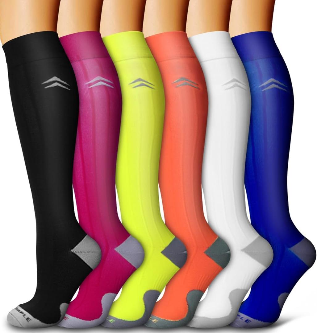 6 Pack Copper Compression Socks for Women and Men Circulation-Best Support for Medical,Running,Nursing,Athletic