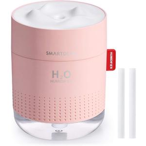 SmartDevil Small Humidifiers, 500ml Desk Humidifiers, Whisper-Quiet Operation, Night Light Function, Two Spray Modes,Auto Shut-Off for Bedroom, Babies Room, Office, Home (Pink)