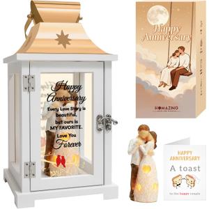 Homazing Wedding Anniversary Lantern Gift for Couple Wife Women Her Husband, Best Anniversary Wedding Gift for Couple Wife Parents 1st, 5th, 25th, 50th