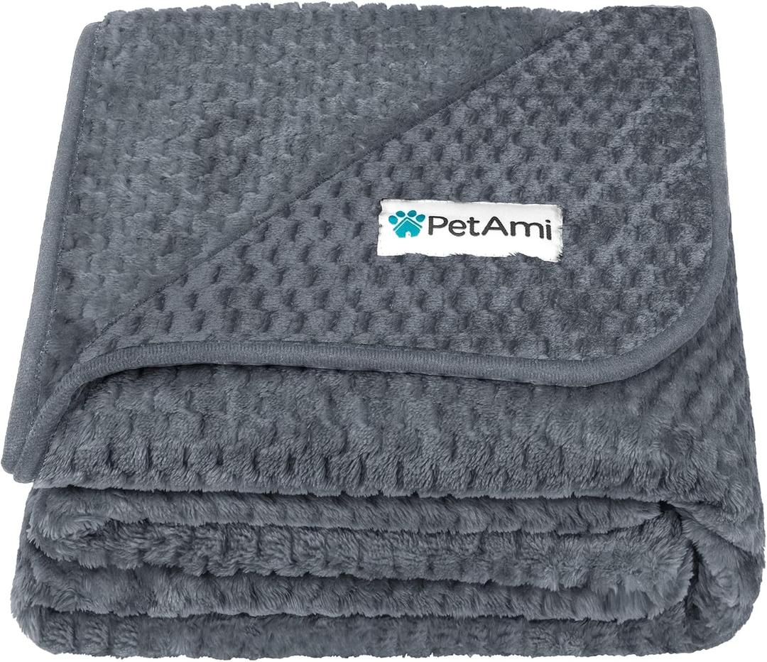 PetAmi Waterproof Dog Blanket, Leakproof XL Pet Blanket for Large Dogs, Furniture Sofa Couch Cover Protector, Fleece Cat Throw for Bed Crate Kennel, Reversible Washable Soft Plush, Twin 60x80 Gray (X-Large (60x80))