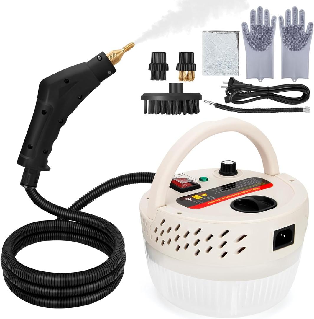 Steam Cleaner,2500W High Pressure Steam Cleaner,Handheld Cleaning Steamer for Home, Bathroom, Shower, Upholstery, Grout, Window, Grime, Grease (White)