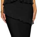 Lrady Women's Two Piece Skirt Sets Beach Formal Wedding Guest Sleeveless Peplum Ruffle Party Maxi Bodycon Dress Outfits, Black, XLarge