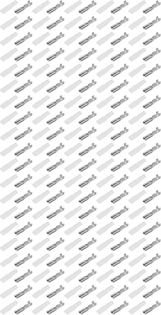 100 Sets Male and Female Wire Spade Connector 2.8mm Electrical Wire Crimp Terminal Block with Insulating Sleeve Kit