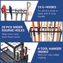 Garden Tool Organizer, Yard Tools Rack Holds 55 Long-Handled Tools/Rakes/Brooms for Garage Organization and Storage, Shed, Outdoor, Lawn, Heavy-Duty Steel, Black, Easy Assembly (Yard Tool Storage)