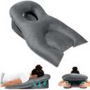 Gliterra Face Down Recovery Pillow for Eye/BBL Surgery - Prone Massage Headrest with Adjustable Airflow, Plush Velvet Cover, Retinal Vitrectomy Equipment (Grey, Large, Removable Base Cover)