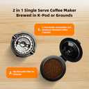 Mini Single Serve Coffee Maker for K Cup and Ground Coffee, Fast Brew One Cup Coffee Machine with Descaling Reminder and Water Window, 6 to 12 oz. Brew Sizes, Grey