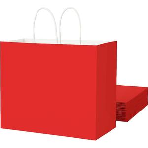 SUNCOLOR Red Gift Bags with Handles, Large Red Party Favor Bags, 13x10x5.5 Inch, 25 Pack, for Birthday, Wedding, Shopping