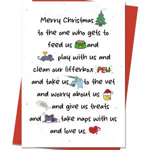 3 x Cute Cat Christmas Card, Merry Christmas Cards for Cat Dad & Mom, Xmas Card Gift from Pet, Funny Holiday Cards for Men Women
