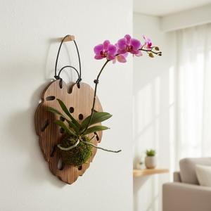 Staghorn Fern Mounting kit | Wall Hanging Board Vertical Plant Holder for Orchids Climbing Plants(Leaf) (Brown)