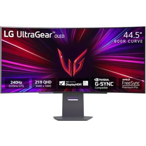 LG 45GS95QE Ultragear OLED Curved Gaming Monitor 45-Inch WQHD 800R 240Hz 0.03ms DisplayHDR True Black 400 AMD FreeSync Premium Pro NVIDIA G-Sync HDMI 2.1 DisplayPort Tilt/Height/Swivel Stand - Black