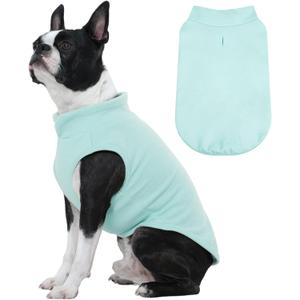 FUAMEY Dog Fleece Vest for Large Dogs,Warm Stretchy Dog Sweatshirts Pullover with Leash Hole Dogs Sweater Soft Pet Turtleneck Cozy Pet Vest Lightweight Sleeveless Blue L