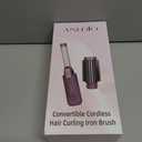 Cordless Curling Iron Brush, 8000mAh, 4 Temp Setting, 1/1.5 inch 2 in 1 Portable Mini Travel Hot Comb,Rechargeable Hair Curler Cordless with 200 Million Negative Ions, Dual Voltage for Travel (Pink)