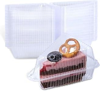 AQSXO 200 Pcs Transparent Cake Slice Plastic Containers with Lids.